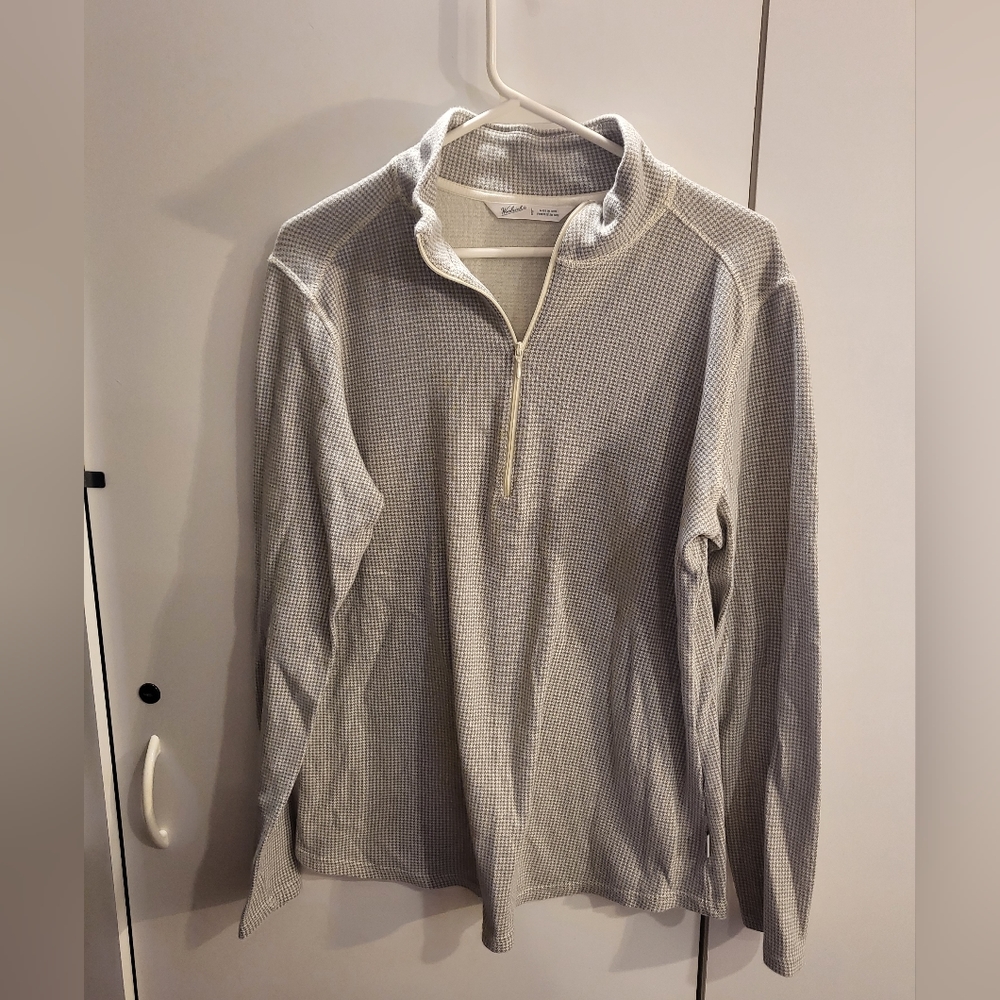 Woolrich Womans Large 1/4 Zip Gray Pullover